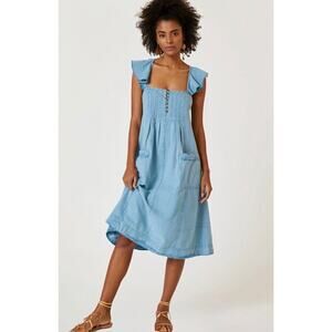 Pilcro Light Blue Midi Dress with Ruffle Straps
